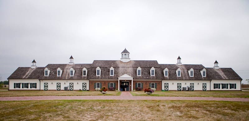 mildale farm barn in september with gray skies