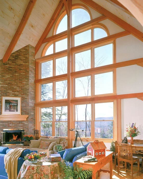 postandbeamgreatroomwindows post and beam great room with wall of windows