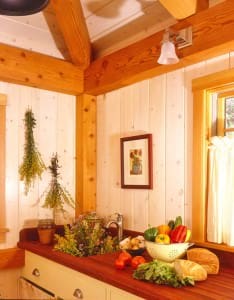 post and beam pantry with window