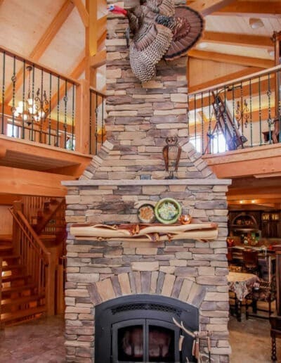 Hancock, MD (T00695) fireplace made of stone and featuring stone mantle and wood mantle