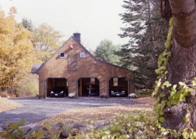 Garage Barn (5857) front exterior view with garage doors open