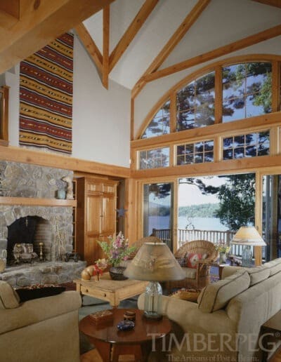 Sunapee, NH (4747) great room with window wall and stone fireplace