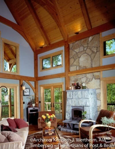 Mills River, NC (6049) great room with fireplace and cathedral ceilings