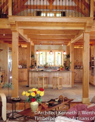 Mills River, NC (6049) kitchen viewed from great room with loft above