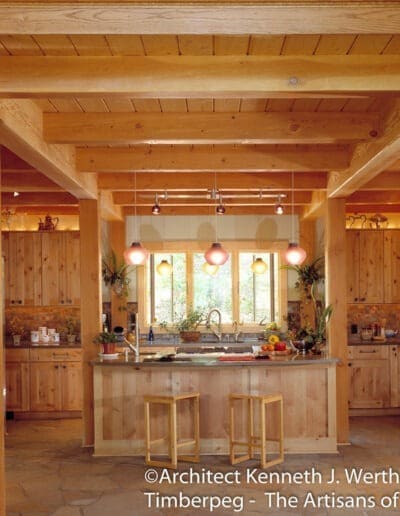 Mills River, NC (6049) kitchen with timber frame