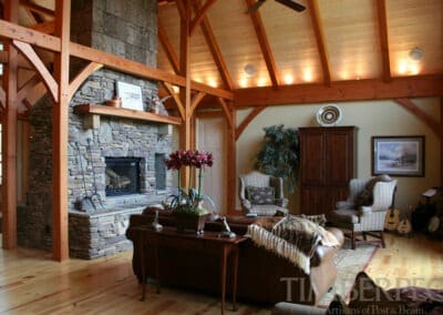 Todd, NC (T00278) interior featuring large stone fireplace and cathedral ceilings