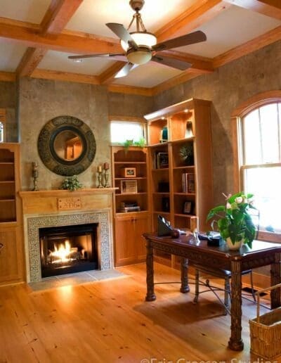 Normandy Glenn, NC (5787) office featuring bookshelves and fireplace