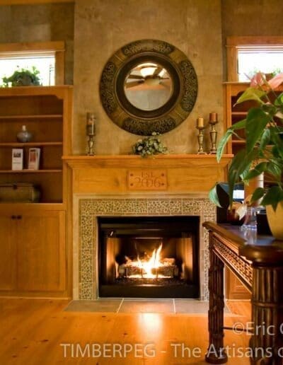 Normandy Glenn, NC (5787) fireplace with built in bookshelves on either side