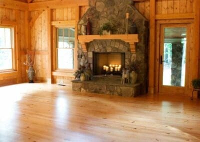 Normandy Glenn, NC (5787) great room featuring large, rustic stone fireplace