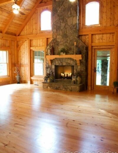 Normandy Glenn, NC (5787) great room featuring large, rustic stone fireplace