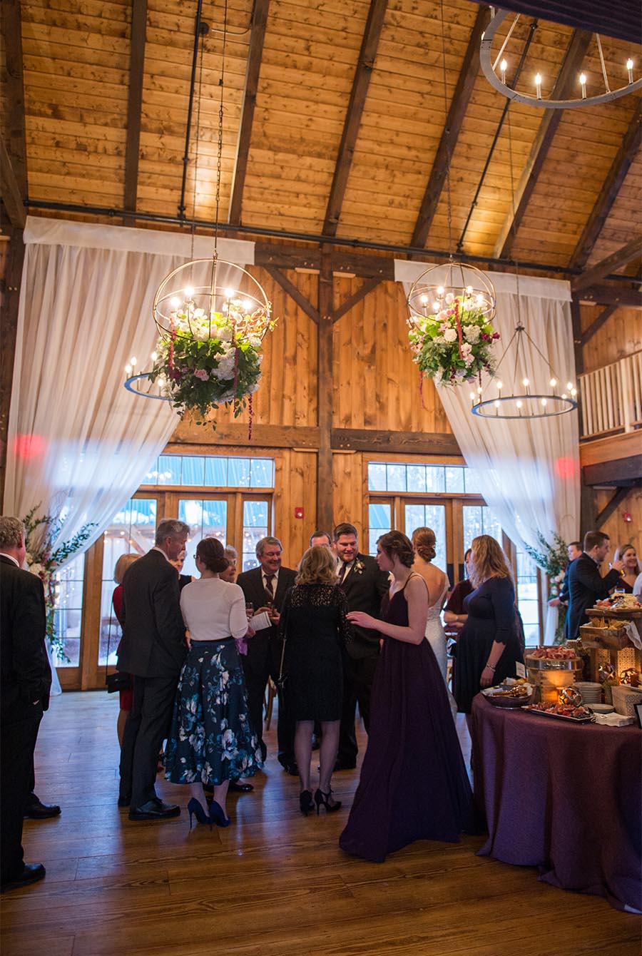 A group of people socialize during an event