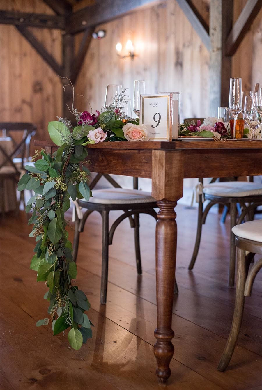 Detail view of wedding setup