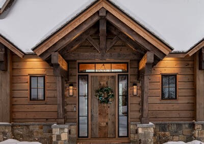 Tecumseh Ski Cabin front door in snow